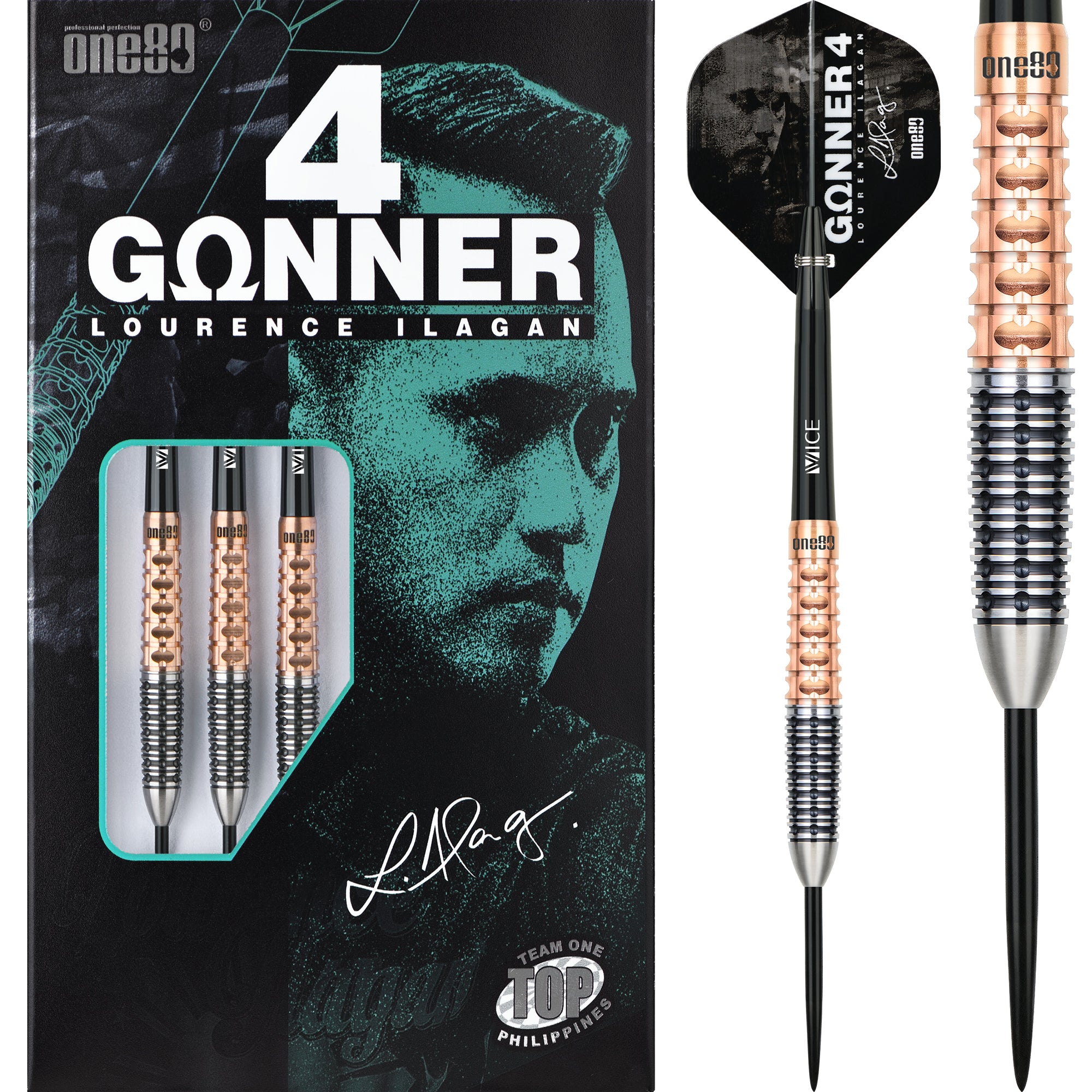 One80 Lourence Ilagan Darts - Steel Tip - 90% Tungsten - Rose Gold
