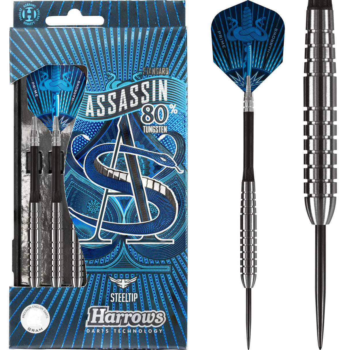 Harrows Assassin Darts - Steel Tip - Std - Ringed - 24g