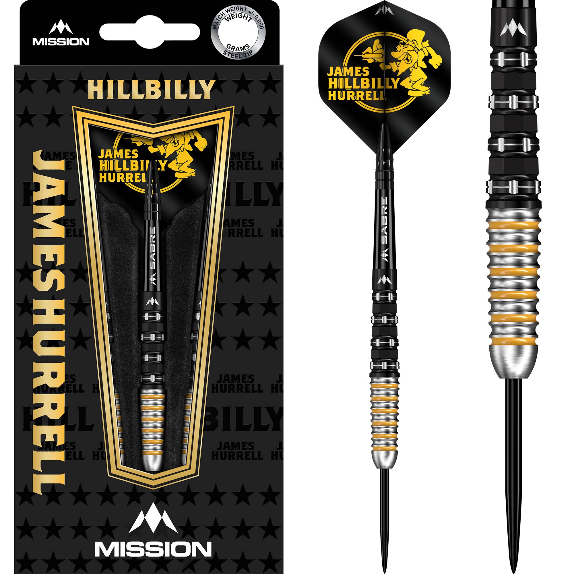 Mission James Hurrell Darts - Steel Tip - 95% Tungsten - V2 - Black PV