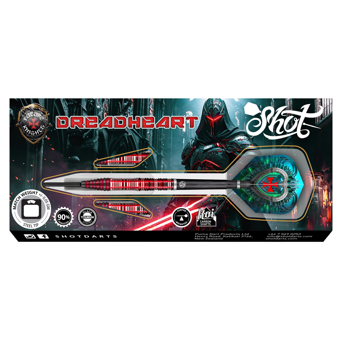 Shot Future Knights Darts - Steel Tip - 90% Tungsten - Dreadheart