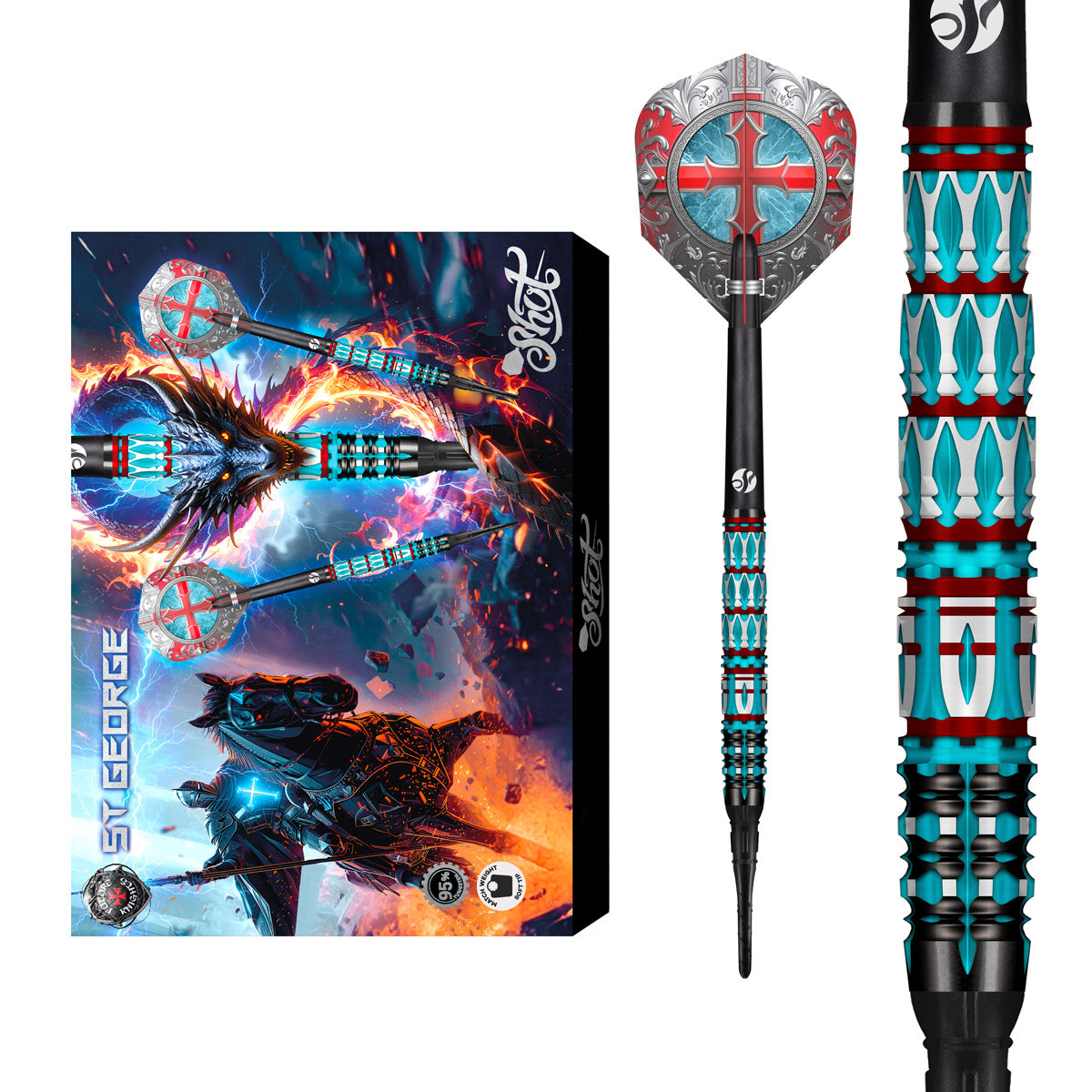 Shot Future Knights Darts - Soft Tip - 95% Tungsten - St George