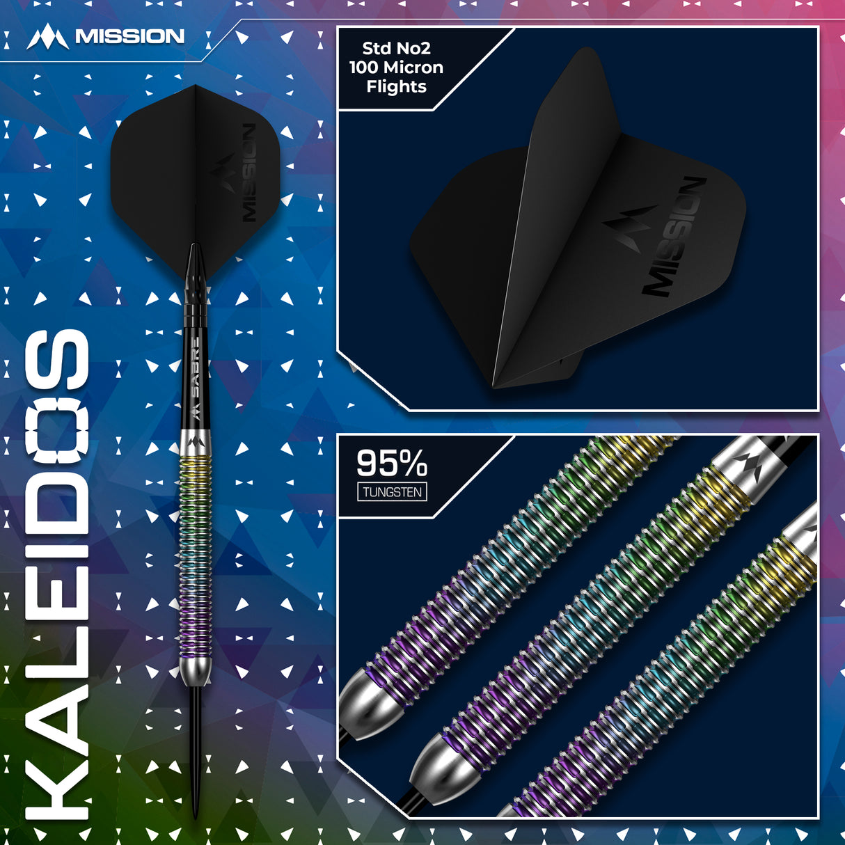 Mission Kaleidos Darts - Steel Tip - 95% Tungsten