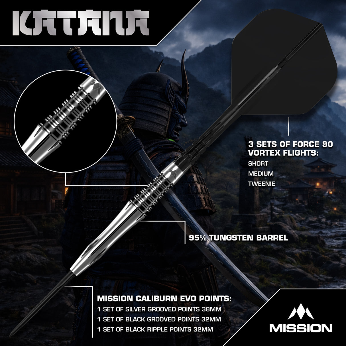 Mission Katana Darts - Steel Tip - 95% Tungsten