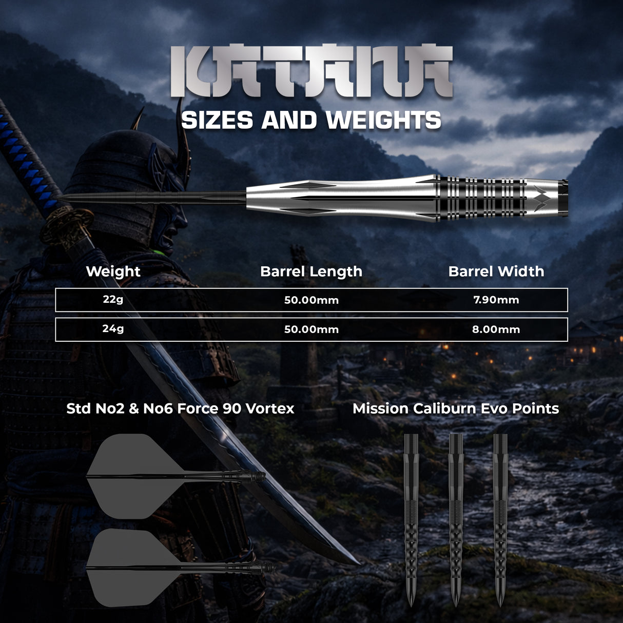 Mission Katana Darts - Steel Tip - 95% Tungsten