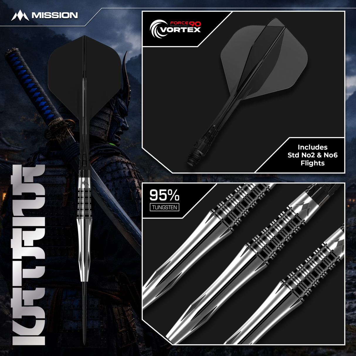 Mission Katana Darts - Steel Tip - 95% Tungsten