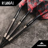Mission Kunai Darts - Soft Tip - 95% Tungsten - Black PVD - 19g