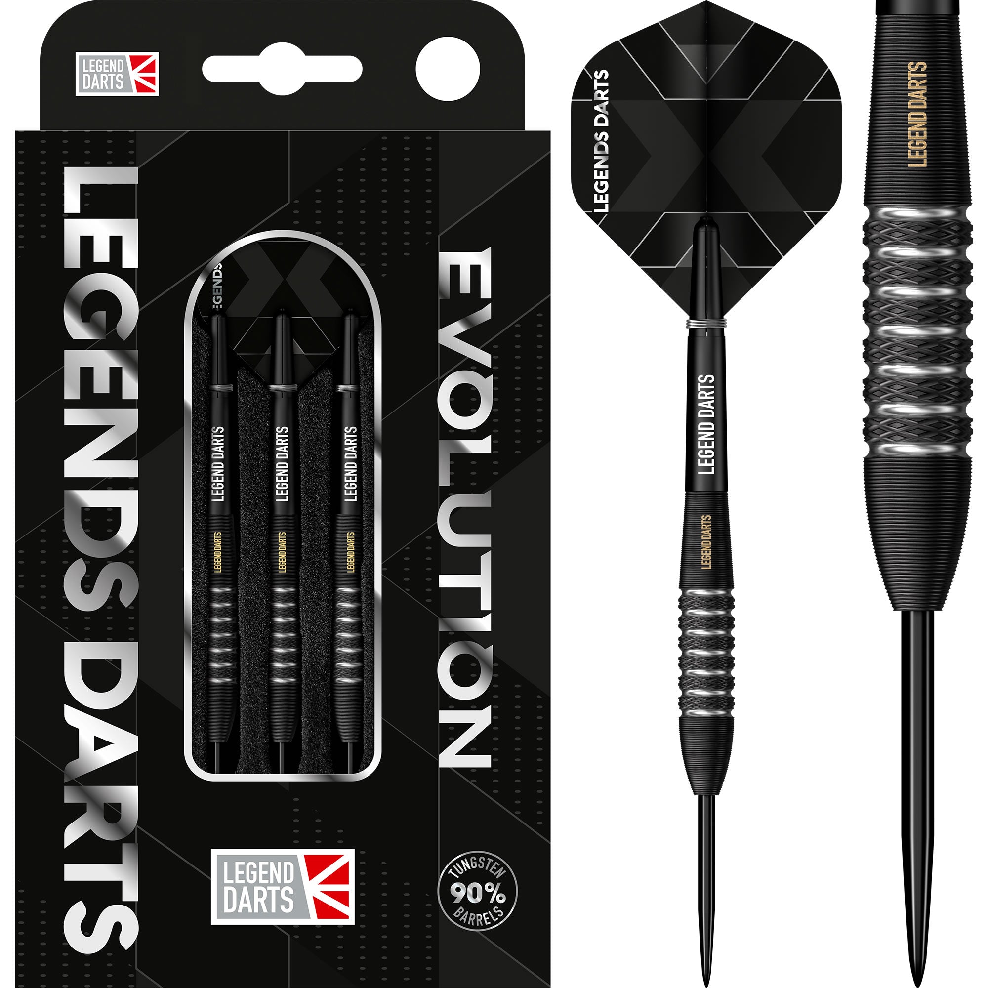 Legend Darts - Steel Tip - Revolution Series - B09 - Black - Knurled B