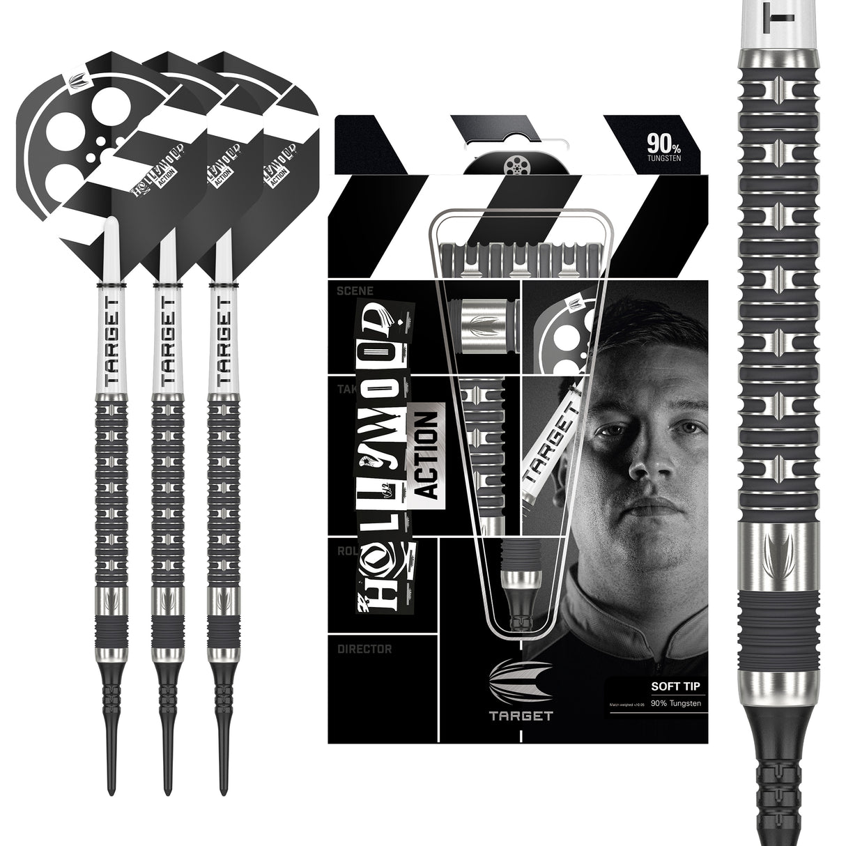 Target Chris Dobey Darts - Soft Tip - 90% Tungsten - Hollywood Action