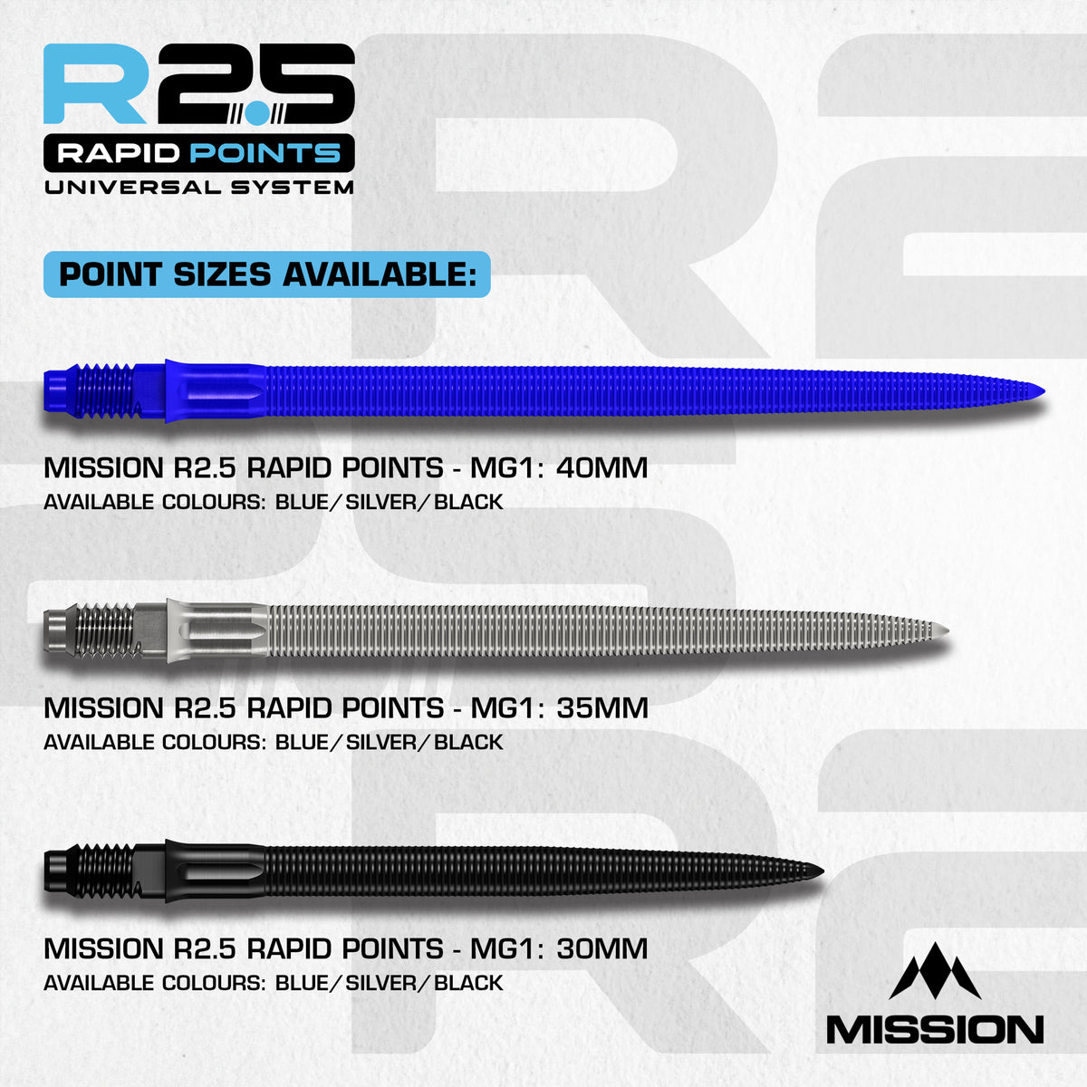 Mission R2.5 Rapid Dart Points - Steel Tip - MG1