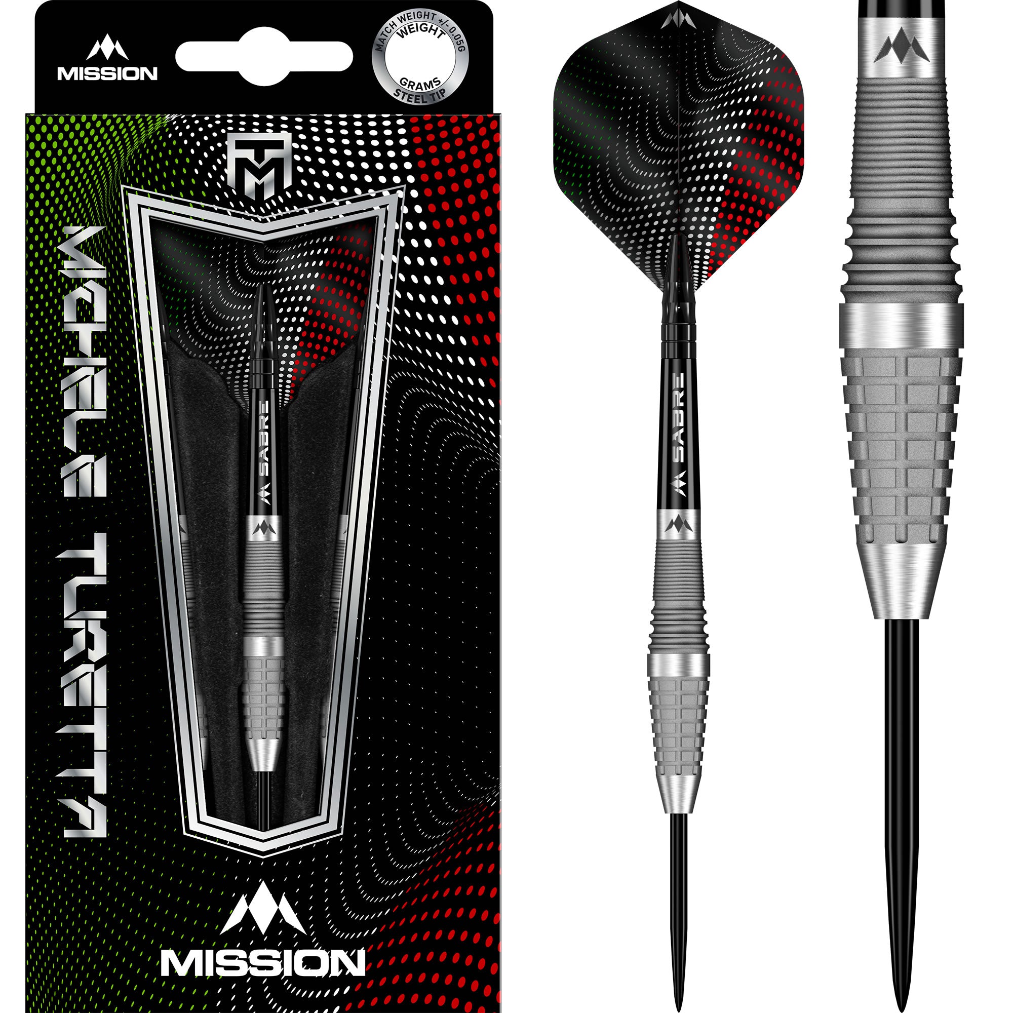 チームホッタテ Mission Michele Turetta Darts - Steel Tip - 95% Tungsten - Sandblasted