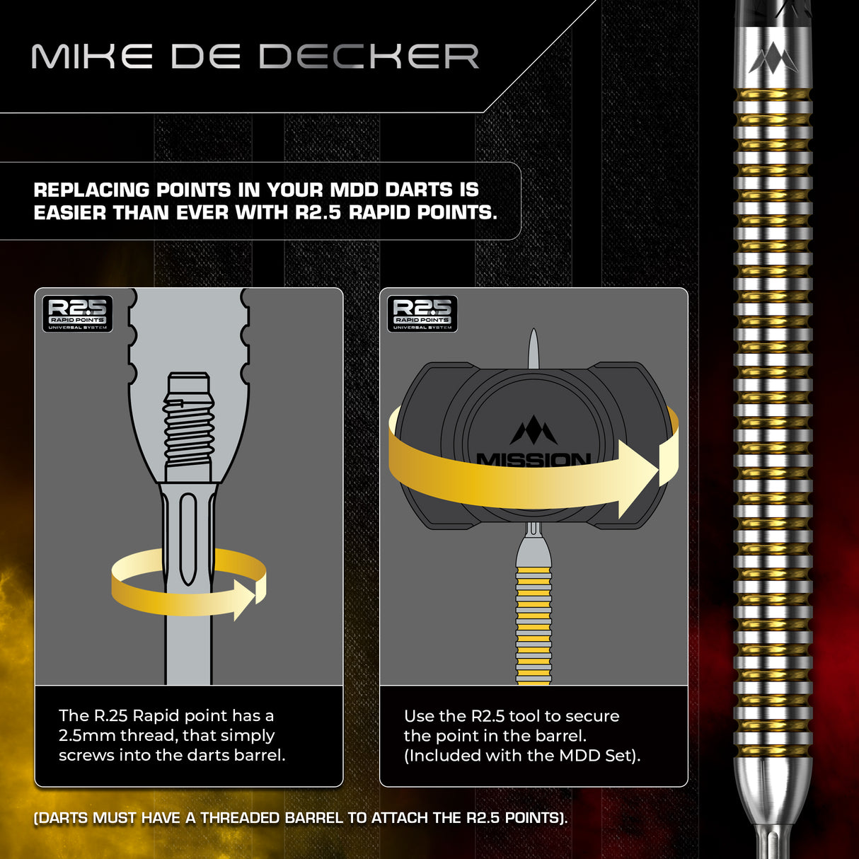 Mission Mike De Decker Darts - Steel Tip - 90% Tungsten - V2