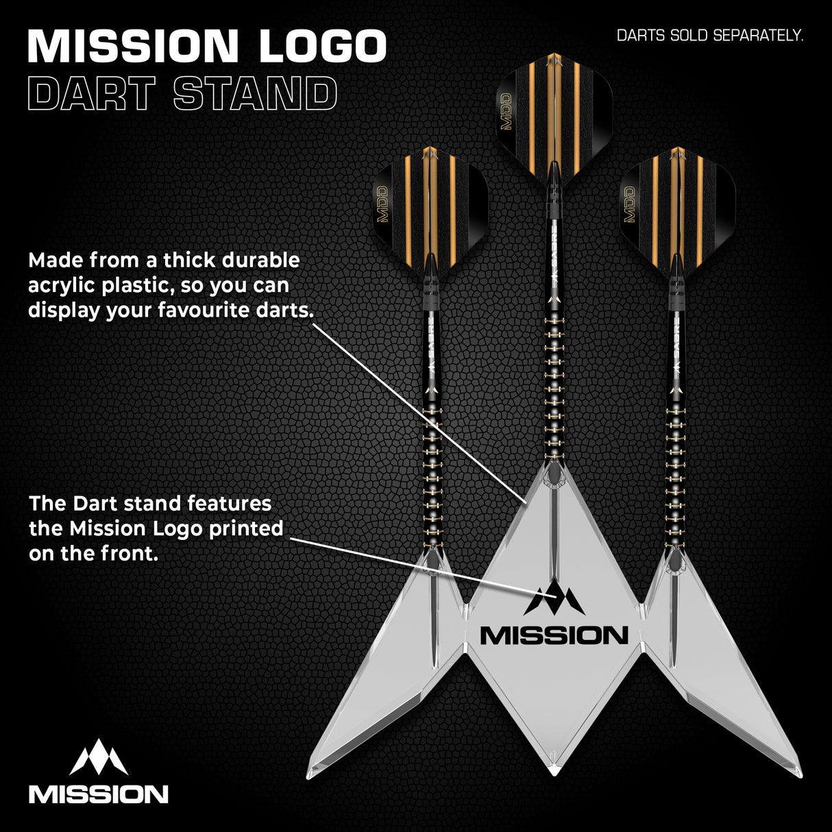 Mission Acrylic Dart Stand - Logo - 3 Dart Display Stand