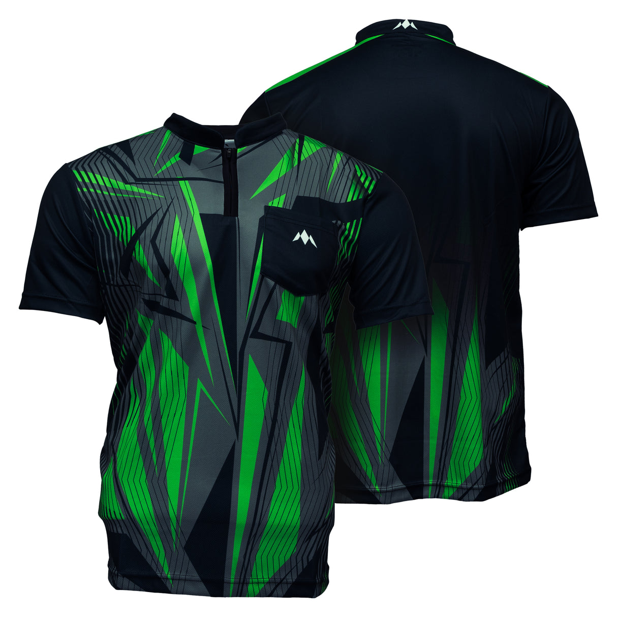 Mission Darts Flint Dart Shirt - Collarless - Lightweight - Black & Green