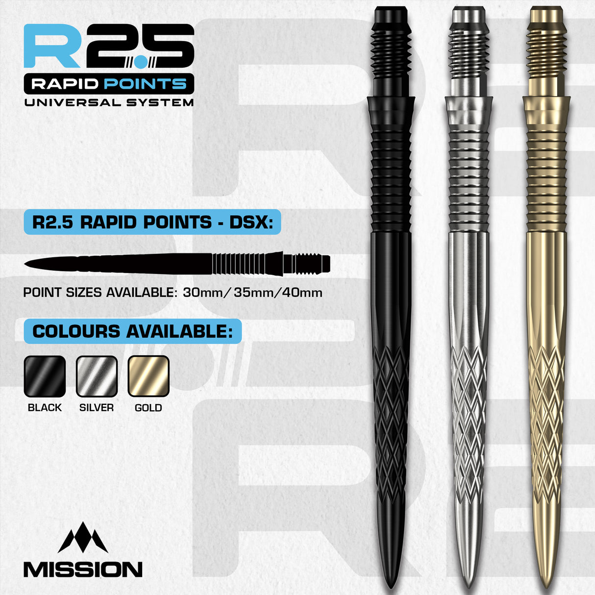 Mission R2.5 Rapid Dart Points - Steel Tip - DSX