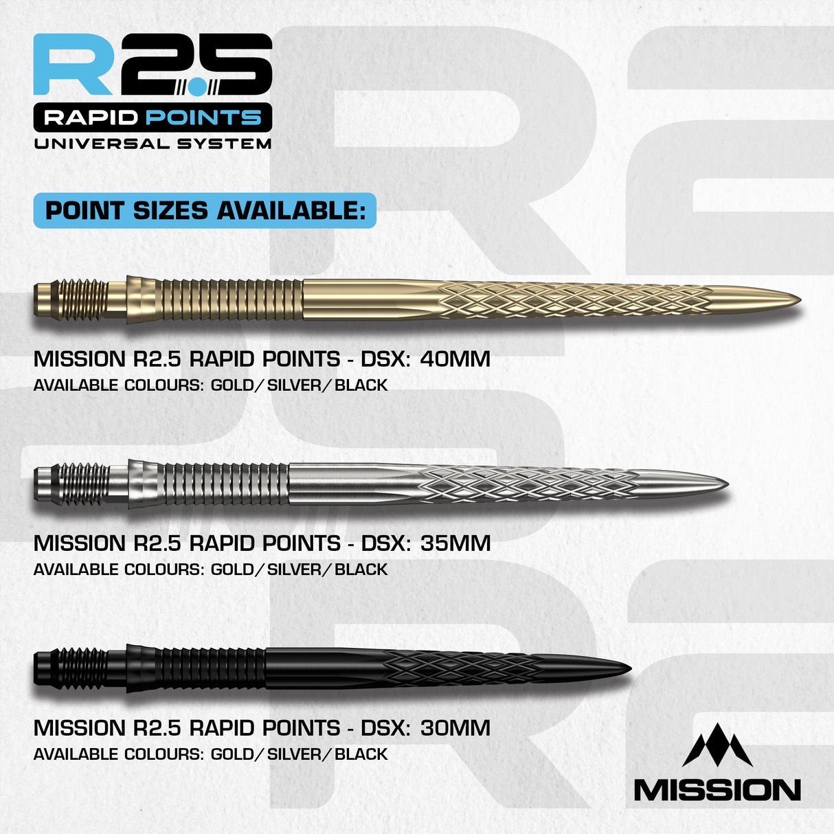 Mission R2.5 Rapid Dart Points - Steel Tip - DSX