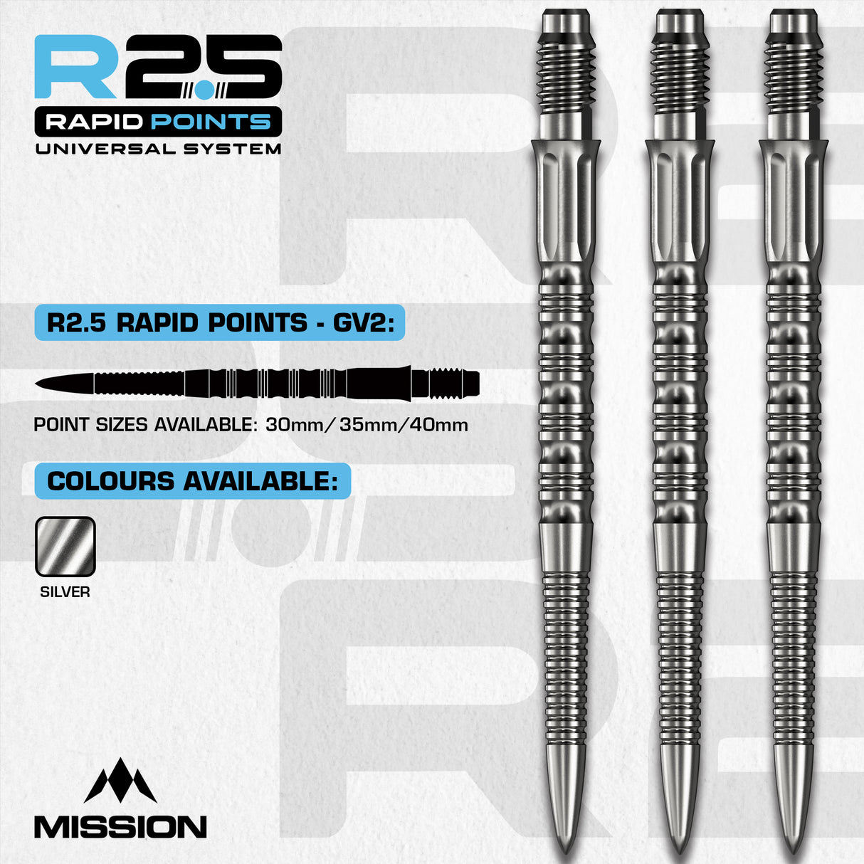 Mission R2.5 Rapid Dart Points - Steel Tip - GV2