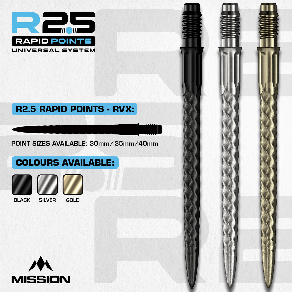 Mission R2.5 Rapid Dart Points - Steel Tip - RVX