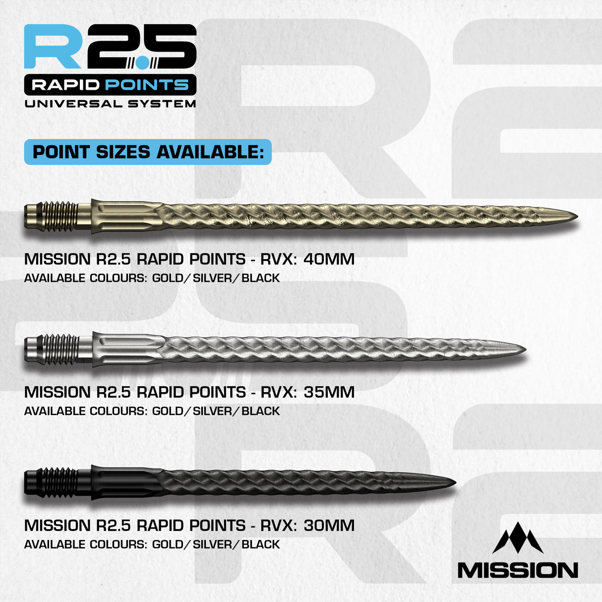 Mission R2.5 Rapid Dart Points - Steel Tip - RVX