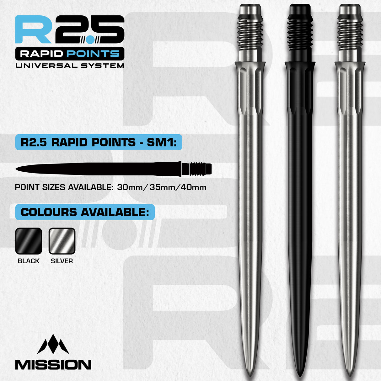 Mission R2.5 Rapid Dart Points - Steel Tip - SM1