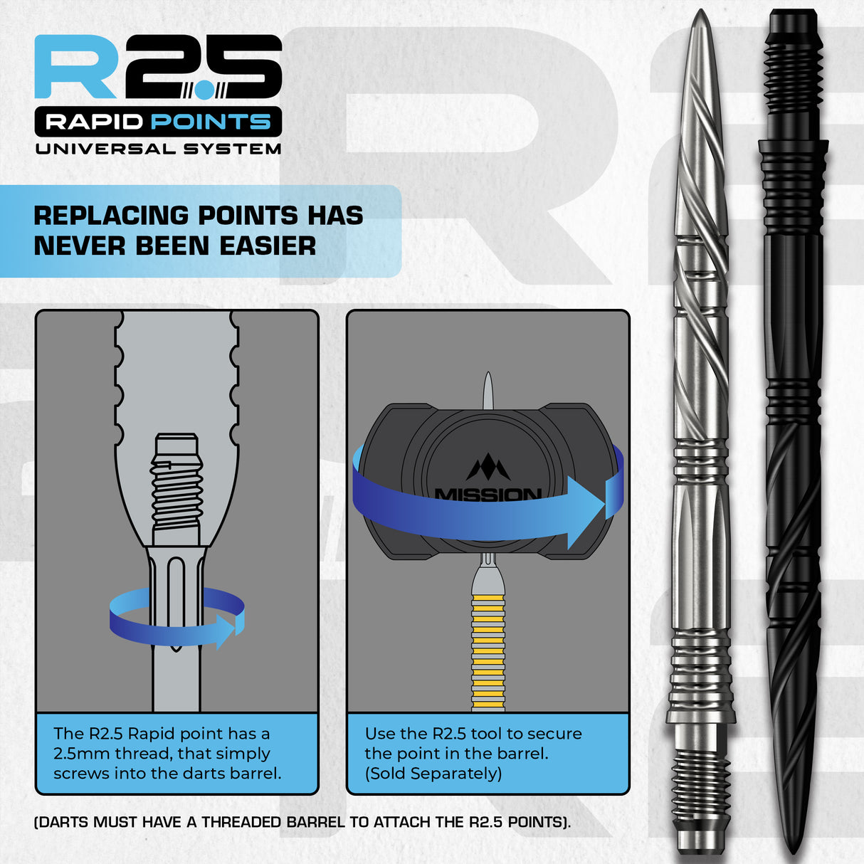 Mission R2.5 Rapid Dart Points - Steel Tip - SGV