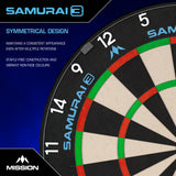 Mission Samurai 3 Dartboard - Professional - Knife Wire - Black Number Ring
