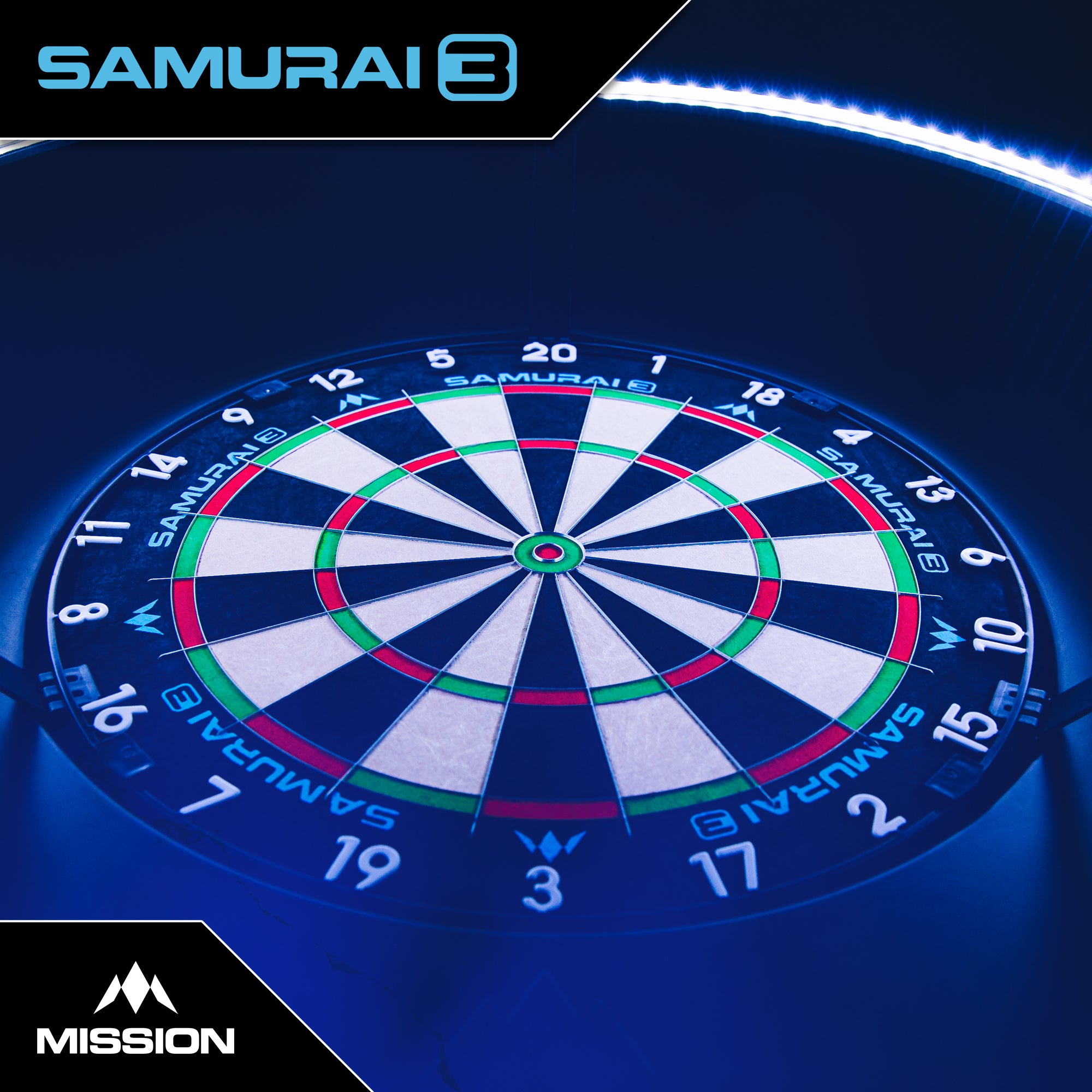 ダーツ Samurai3 Mission Samurai 3 Dartboard - Professional - Knife Wire - Black Number