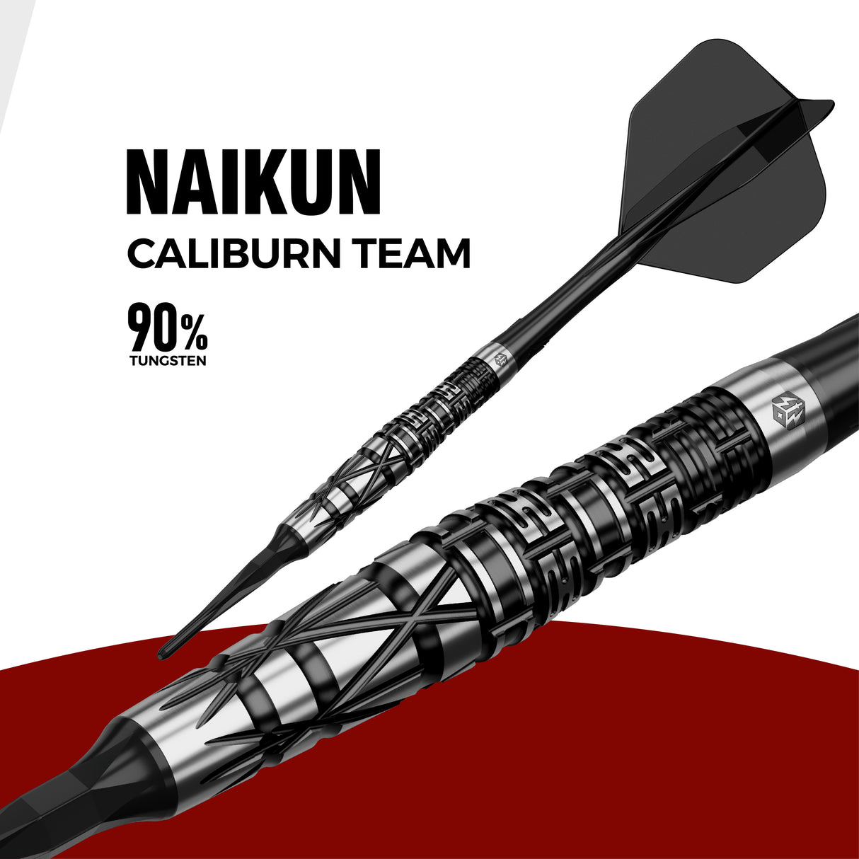 Caliburn Players Darts - Soft Tip - 90% Tungsten - Obsidian: Naikun