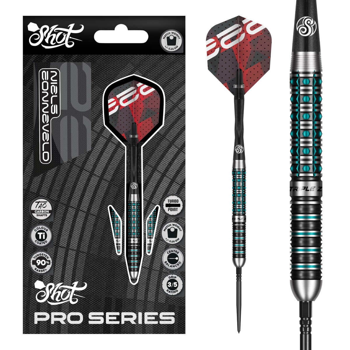 Shot Pro Series TP Darts - Steel Tip - 90% Tungsten - Niels Zonneveld