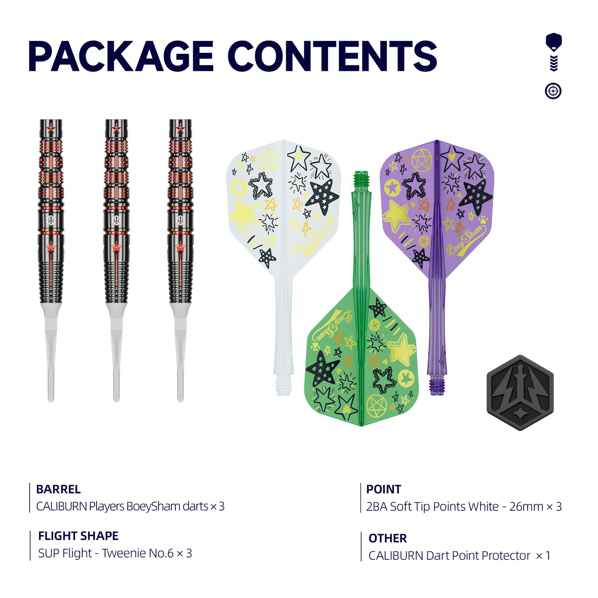 Caliburn Players Darts - Soft Tip - 90% Tungsten - Boeysham