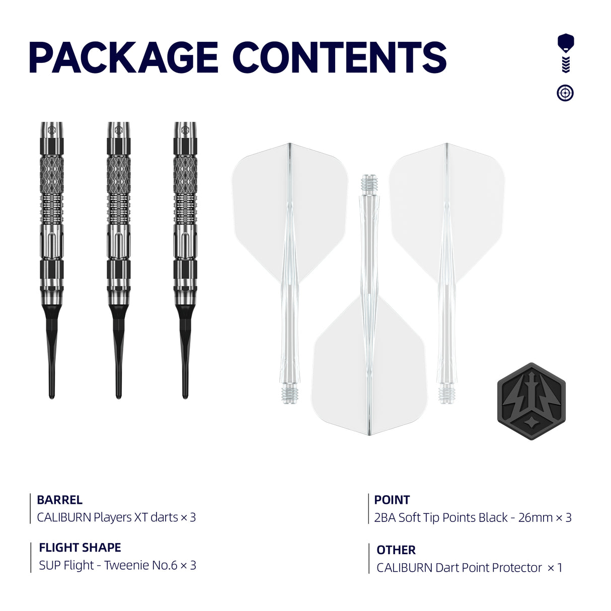 Caliburn Players Darts - Soft Tip - 90% Tungsten - XT