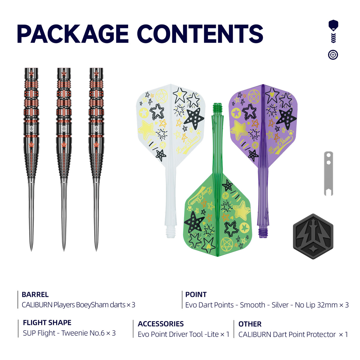 Caliburn Players Darts - Steel Tip - 90% Tungsten - Boeysham