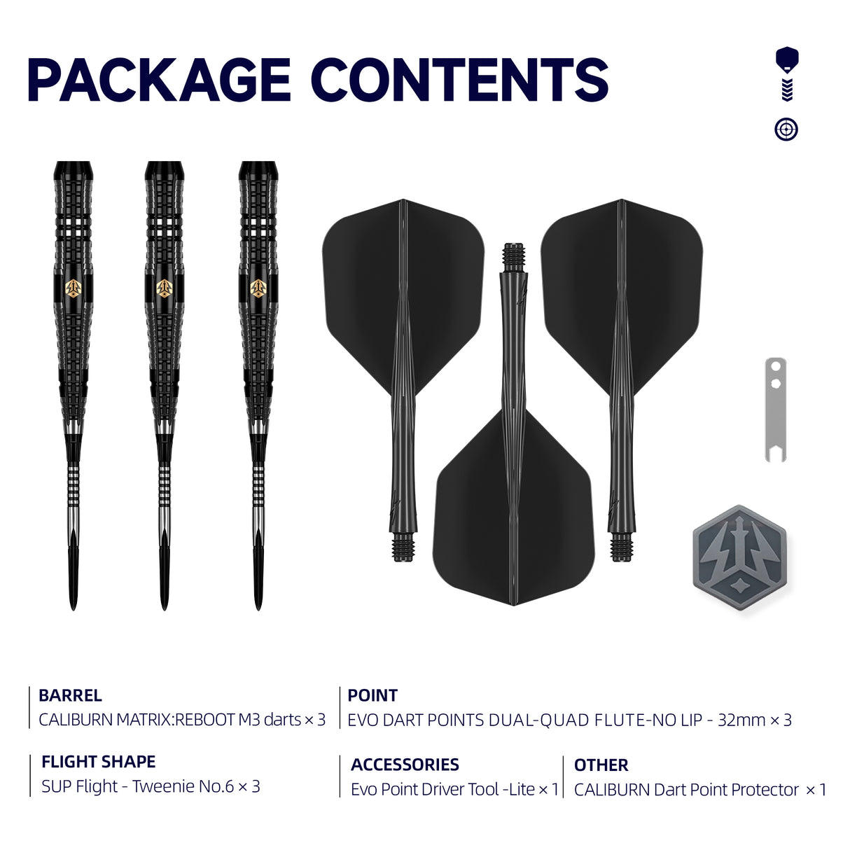 Caliburn Matrix:Reboot Darts - Steel Tip - 95% Tungsten - M3