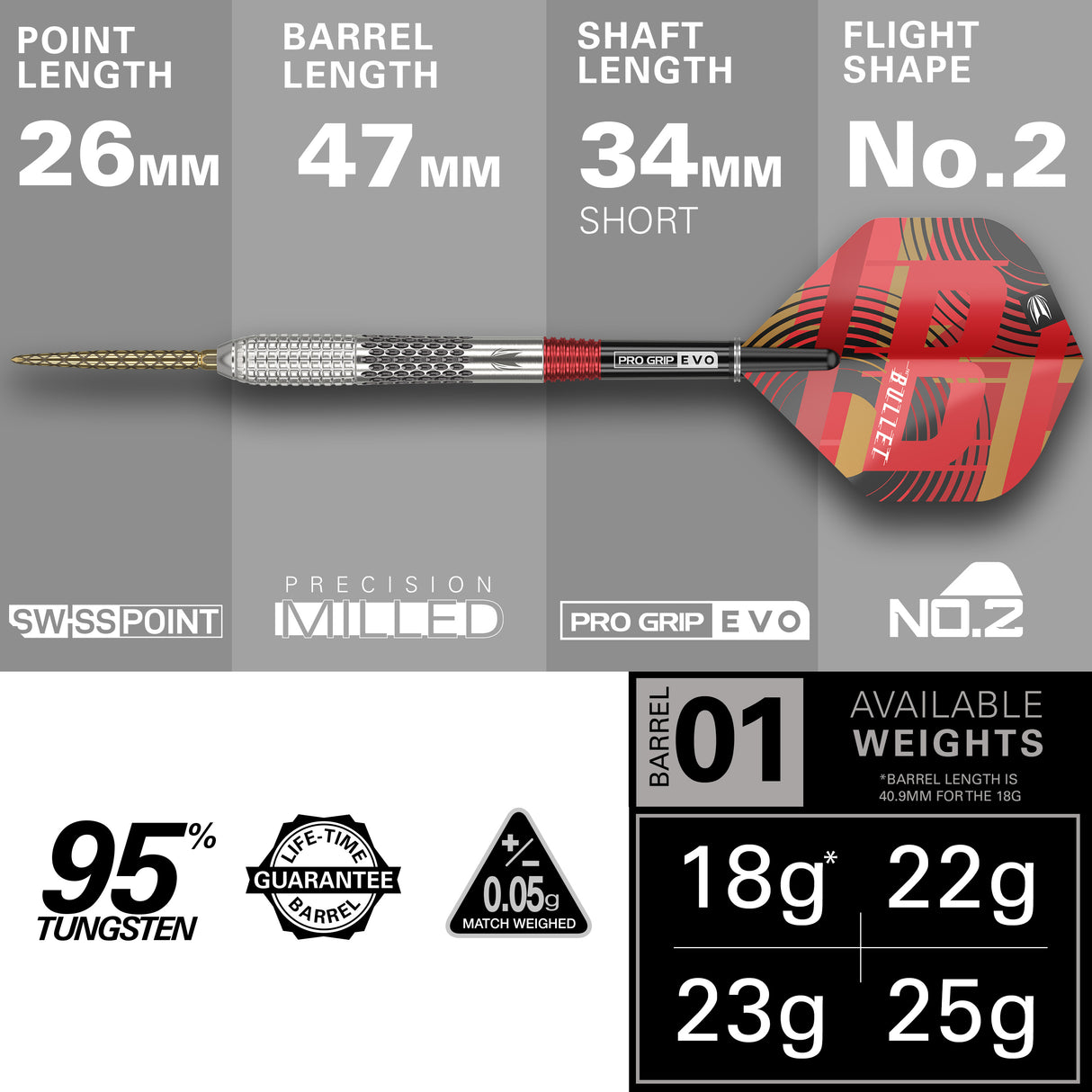 Target Stephen Bunting Darts - Steel Tip - 95% Tungsten - G5