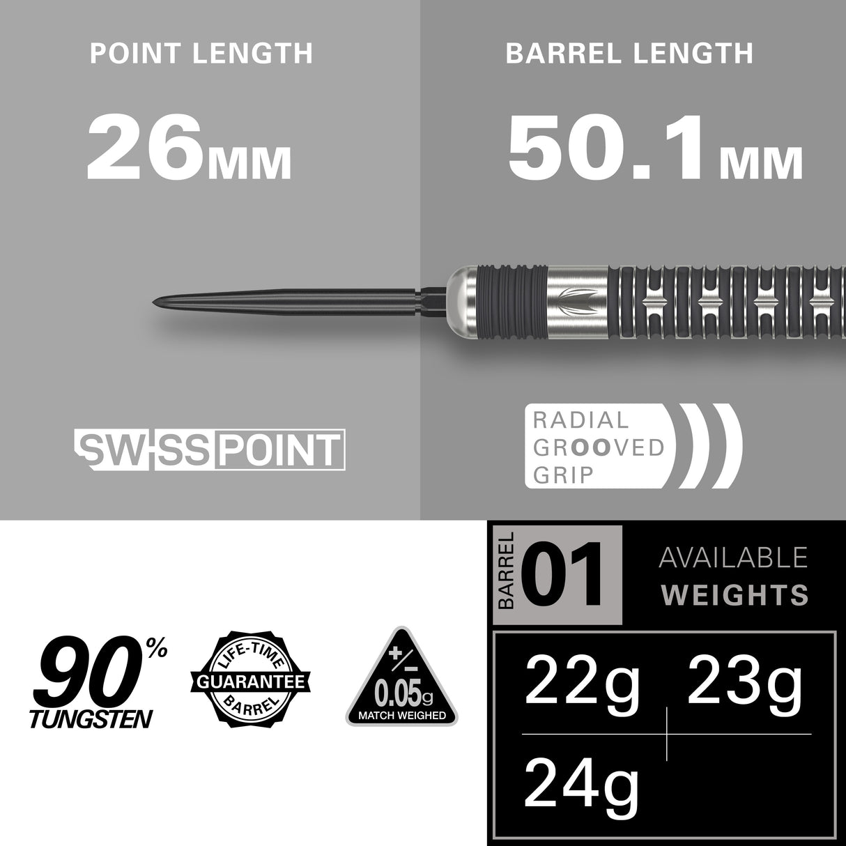 Target Chris Dobey Darts - Steel Tip - 90% Tungsten - Hollywood Action