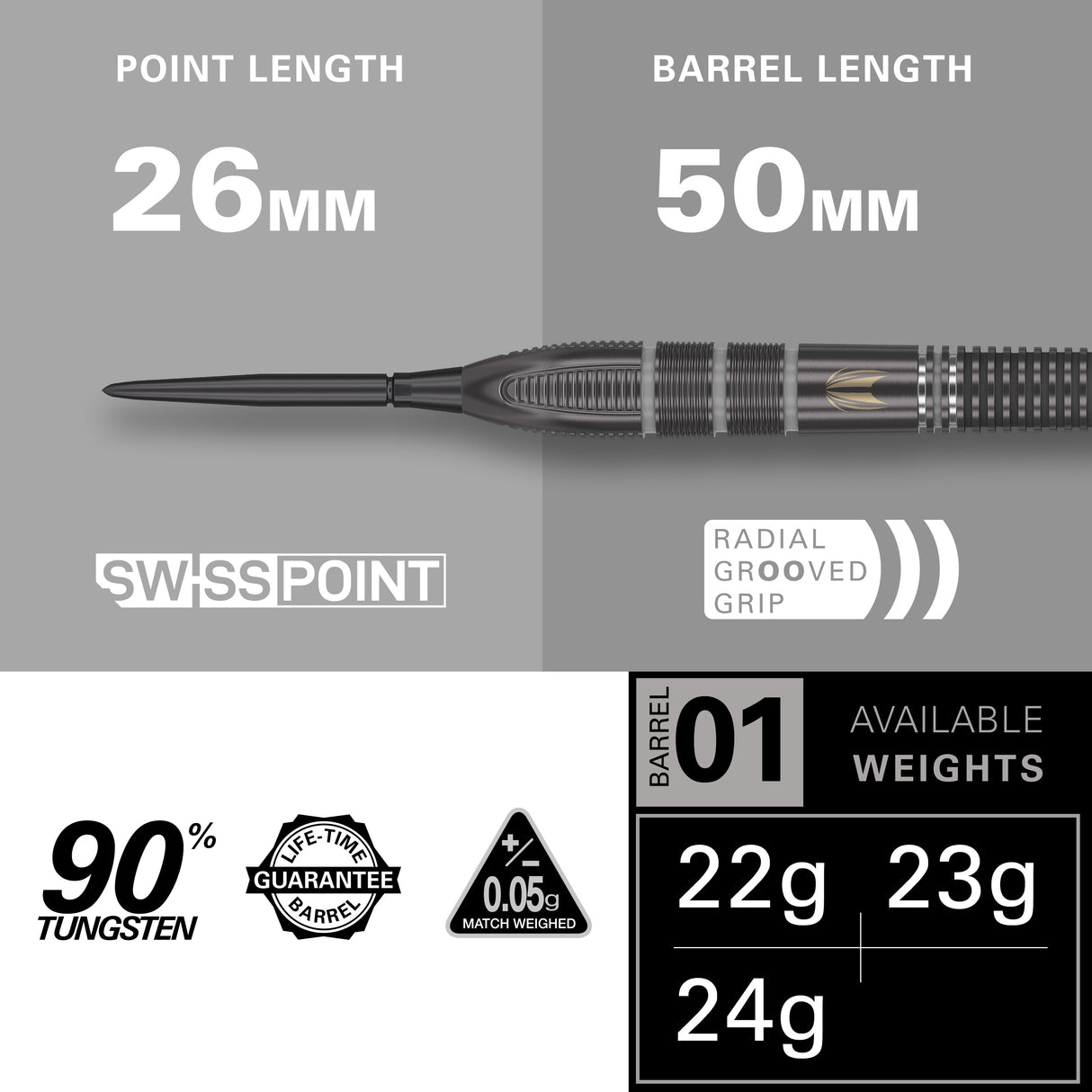 Target Nathan Aspinall Darts - Steel Tip - 90% Tungsten - Echo