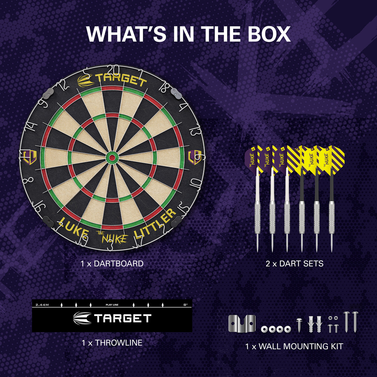 Target Luke Littler Dartboard Set - Dartboard + 6 Darts