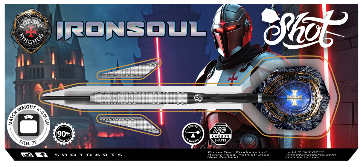 Shot Future Knights Darts - Steel Tip - 90% Tungsten - Ironsoul