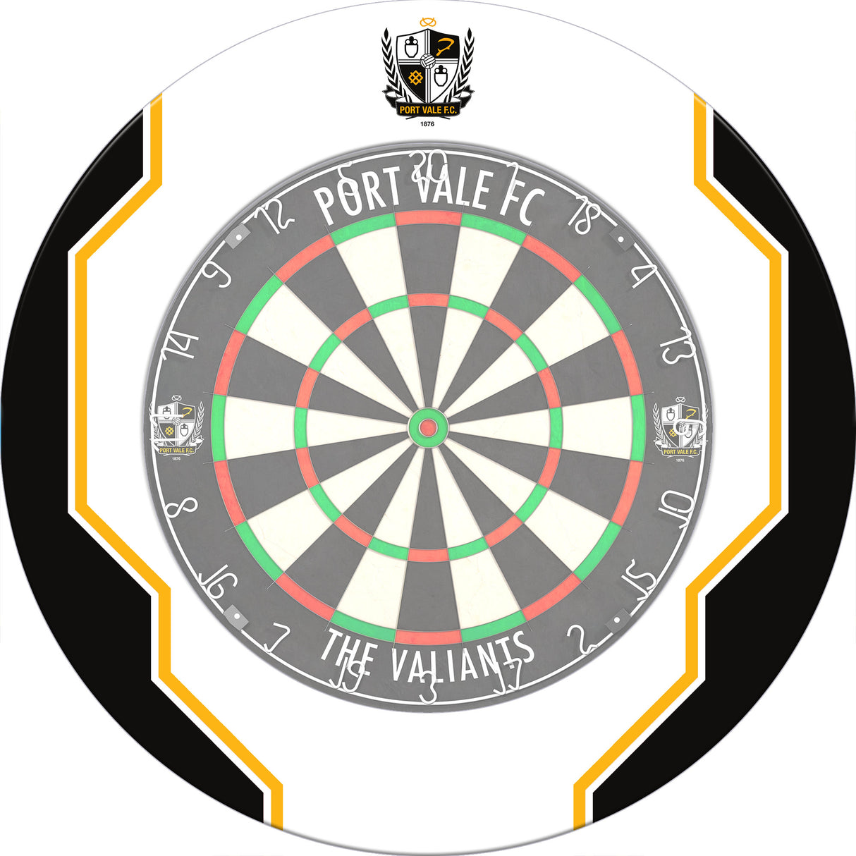 Port Vale FC - Official Licensed - The Valiants - Dartboard Surround - White - S1 - Logo with Trim