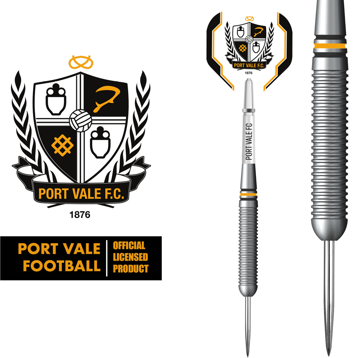 Port Vale FC - Official Licensed - The Valiants - Steel Tip Darts - Brass - 22g