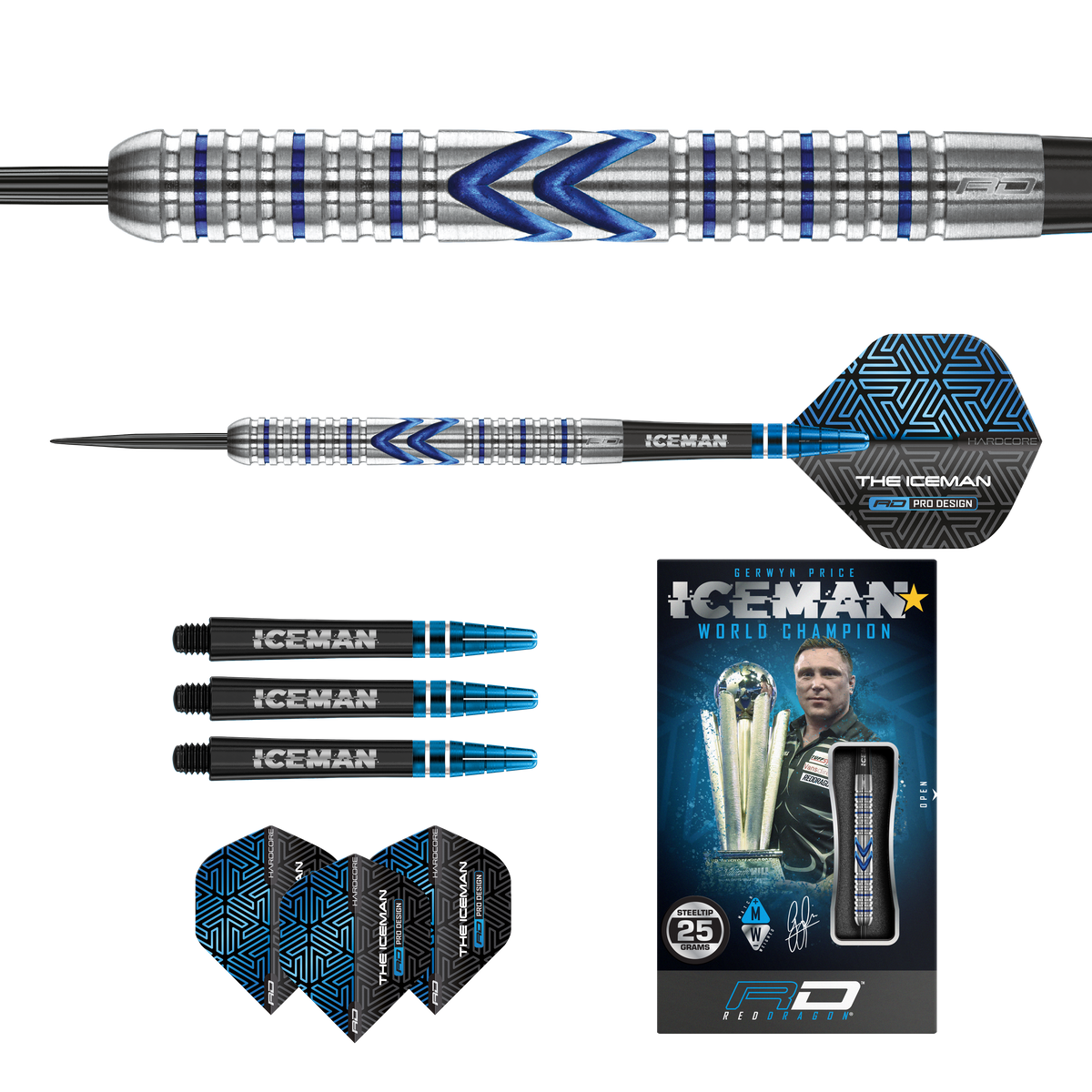 Red Dragon Gerwyn Price Darts - Steel Tip - 90% Tungsten - Midnight
