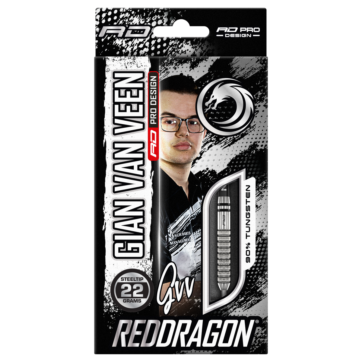 Red Dragon Gian van Veen Darts - Steel Tip - 90% Tungsten - Diamond