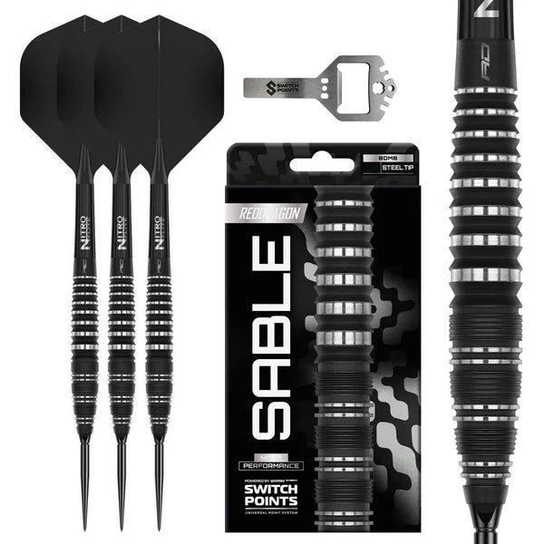 Red Dragon Sable Darts - Steel Tip - 90% Tungsten - Bomb