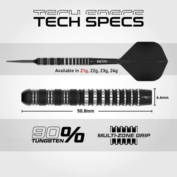 Red Dragon Sable Darts - Steel Tip - 90% Tungsten - Parallel