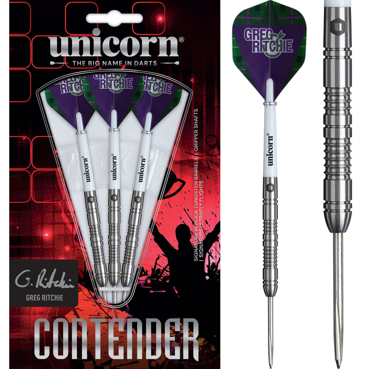 Unicorn Contender Darts - Steel Tip - 95% Tungsten - Greg Ritchie