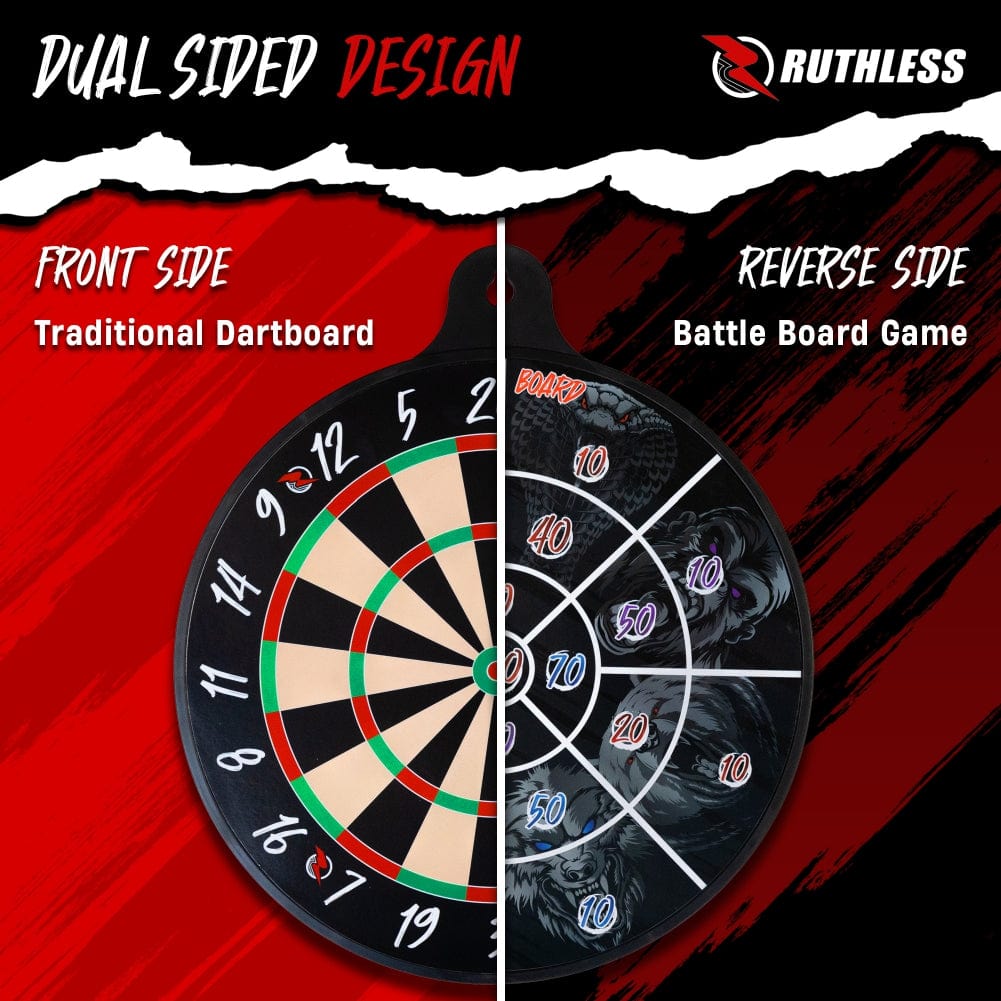Ruthless Battle Board- Family Dual Dartboard Game - Magnetic Inc 4 sets of Magnetic darts