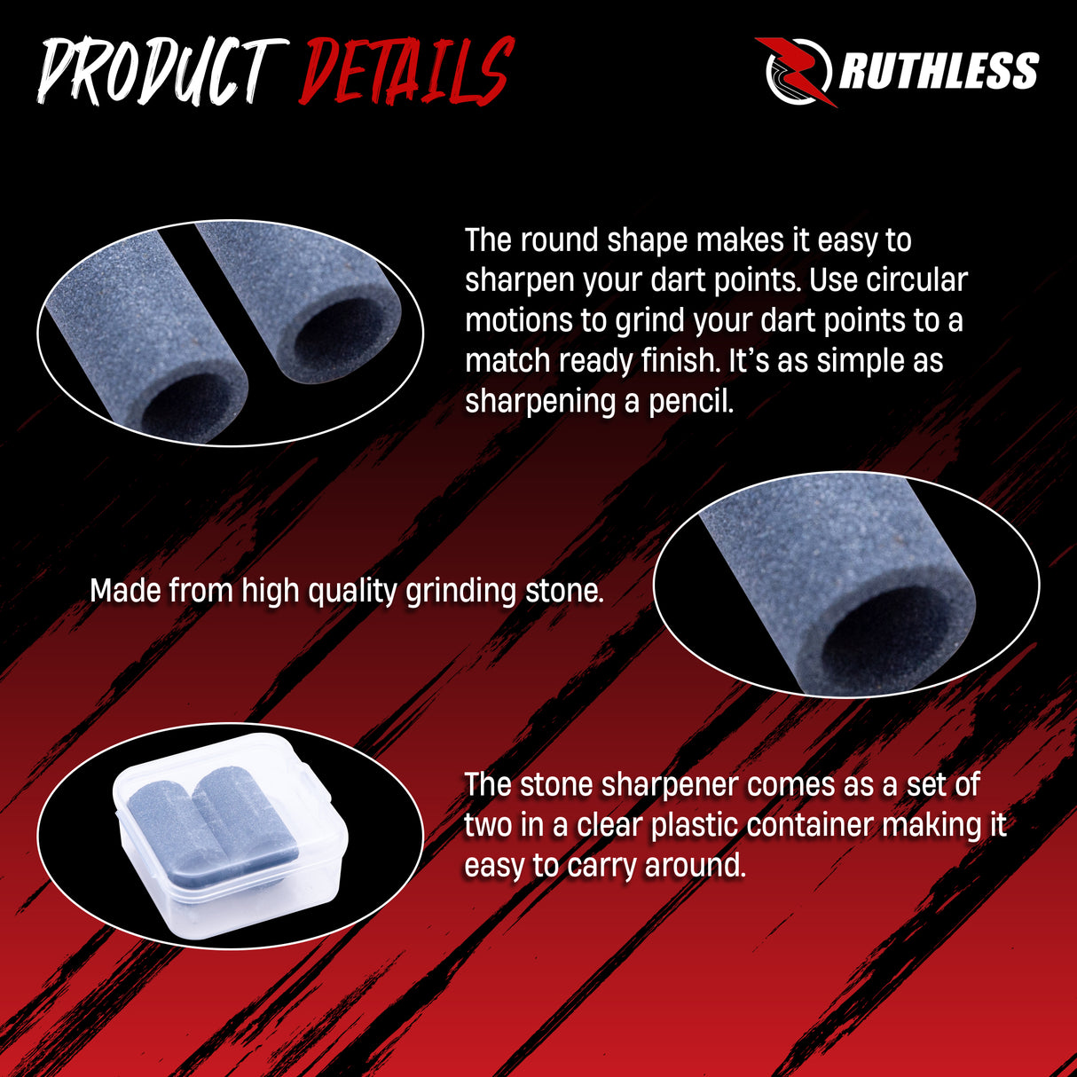 Ruthless Dart Sharpener - Round Stone - Value Pack - 2 Pieces