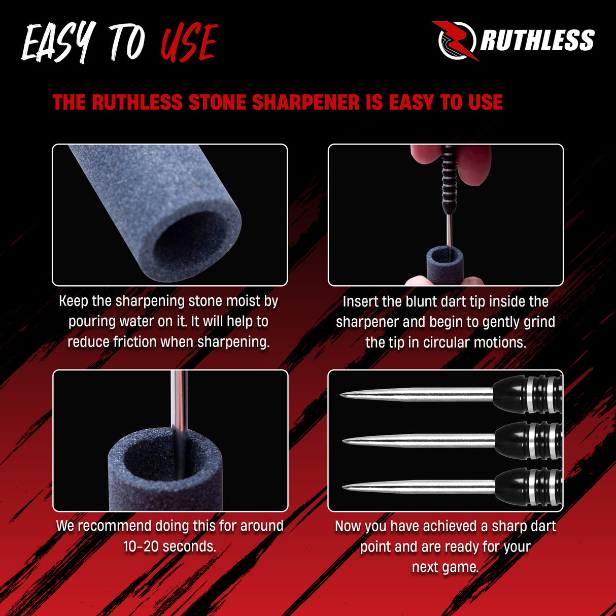 Ruthless Dart Sharpener - Round Stone - Value Pack - 2 Pieces