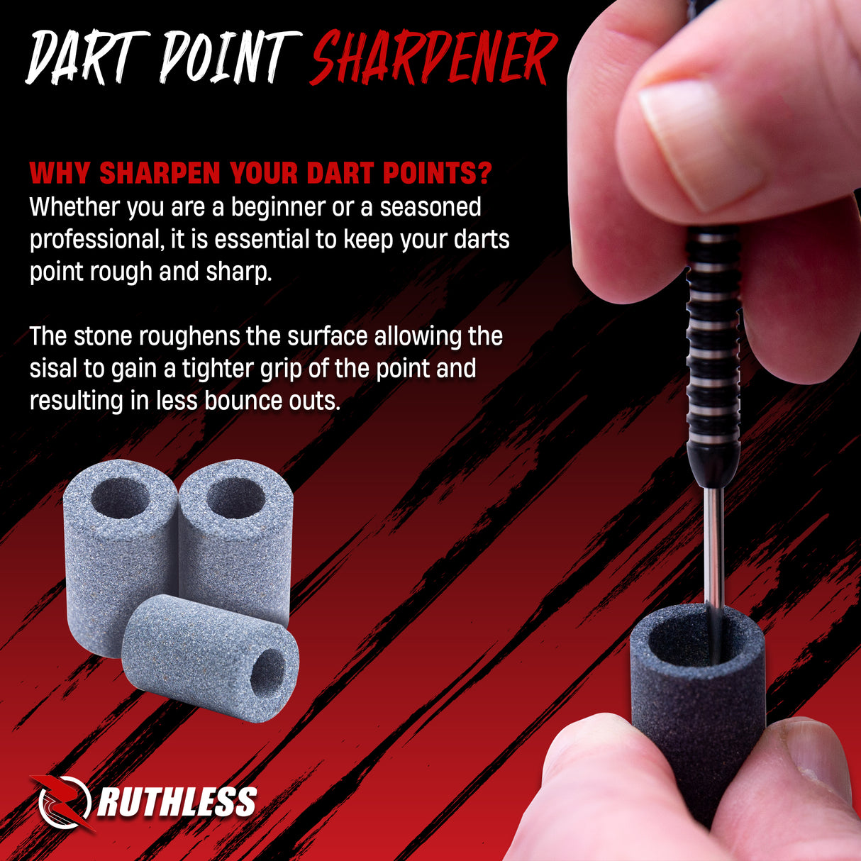 Ruthless Dart Sharpener - Mini Round Stone - Value Pack - 3 Pieces