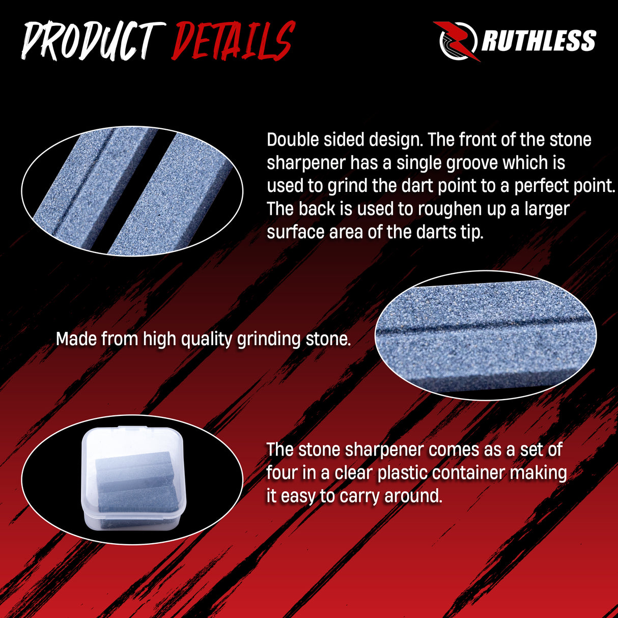 Ruthless Dart Sharpener - Flat V Groove - Value Pack - 4 Pieces