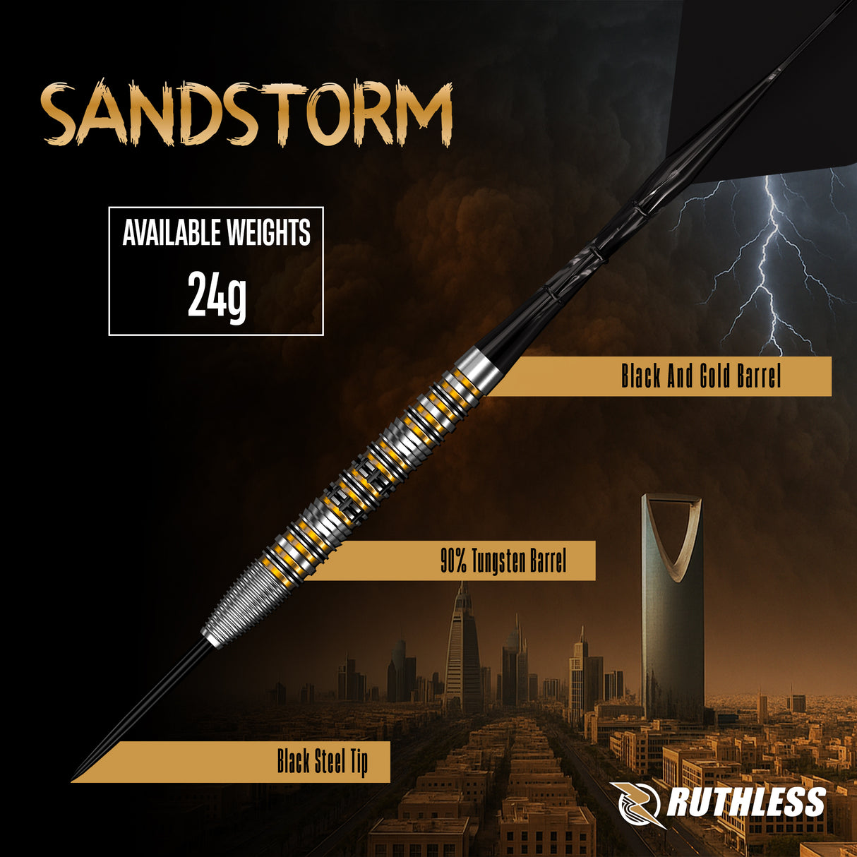 Ruthless Sandstorm Darts - Steel Tip - 90% Tungsten